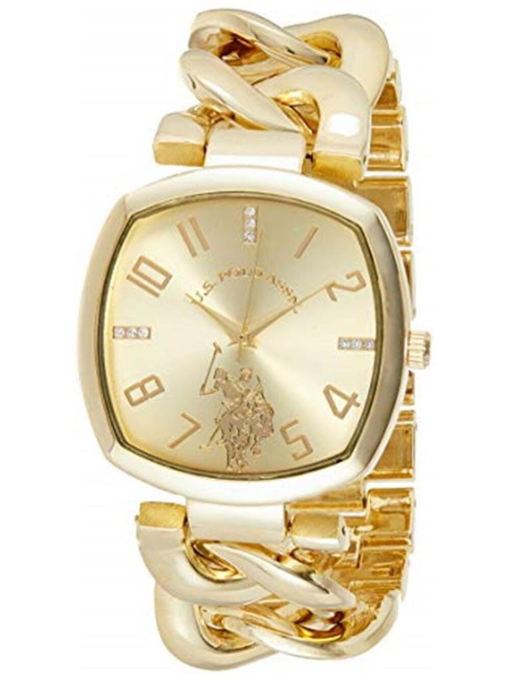 U.S. Polo Assn Women’s Gold-Tone Chain Bracelet Watch 38mm Square Case
